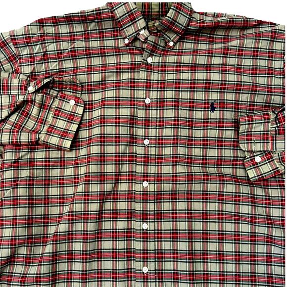 VTG 90s Polo Ralph Lauren "The Big Shirt" Plaid Button Down Size XL Preppy LONG - Picture 1 of 10